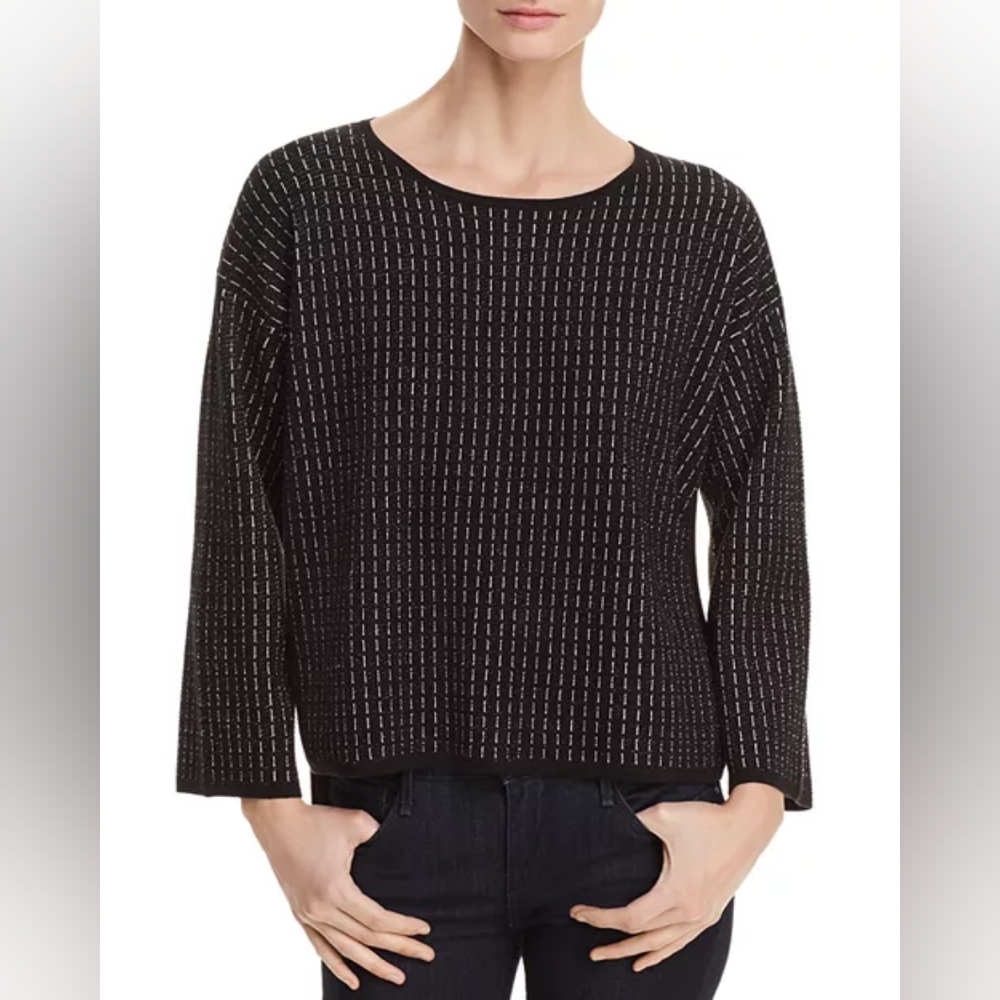 Eileen Fisher - Textured Line Print Top Silk Blend - Size M
